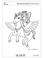 Barbie Pegasus boyama sayfaları